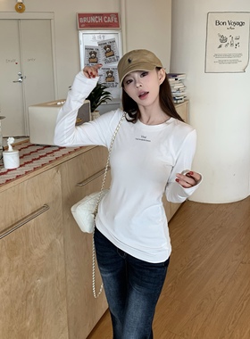 3MER哦哦三妹 三色内搭打底衫女秋季修身韩系正肩圆领长袖t恤上衣