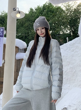 3MER哦哦三妹90白鸭绒立领排骨羽绒服女冬季新款轻薄保暖短款外套