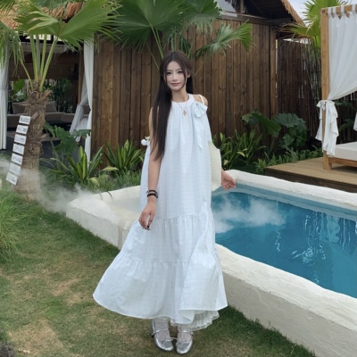 3MER仙女氛围感挂脖连衣裙