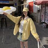 3MER哦哦三妹简约撞色翻领夹克女2025秋冬新款 美式 复古休闲外套