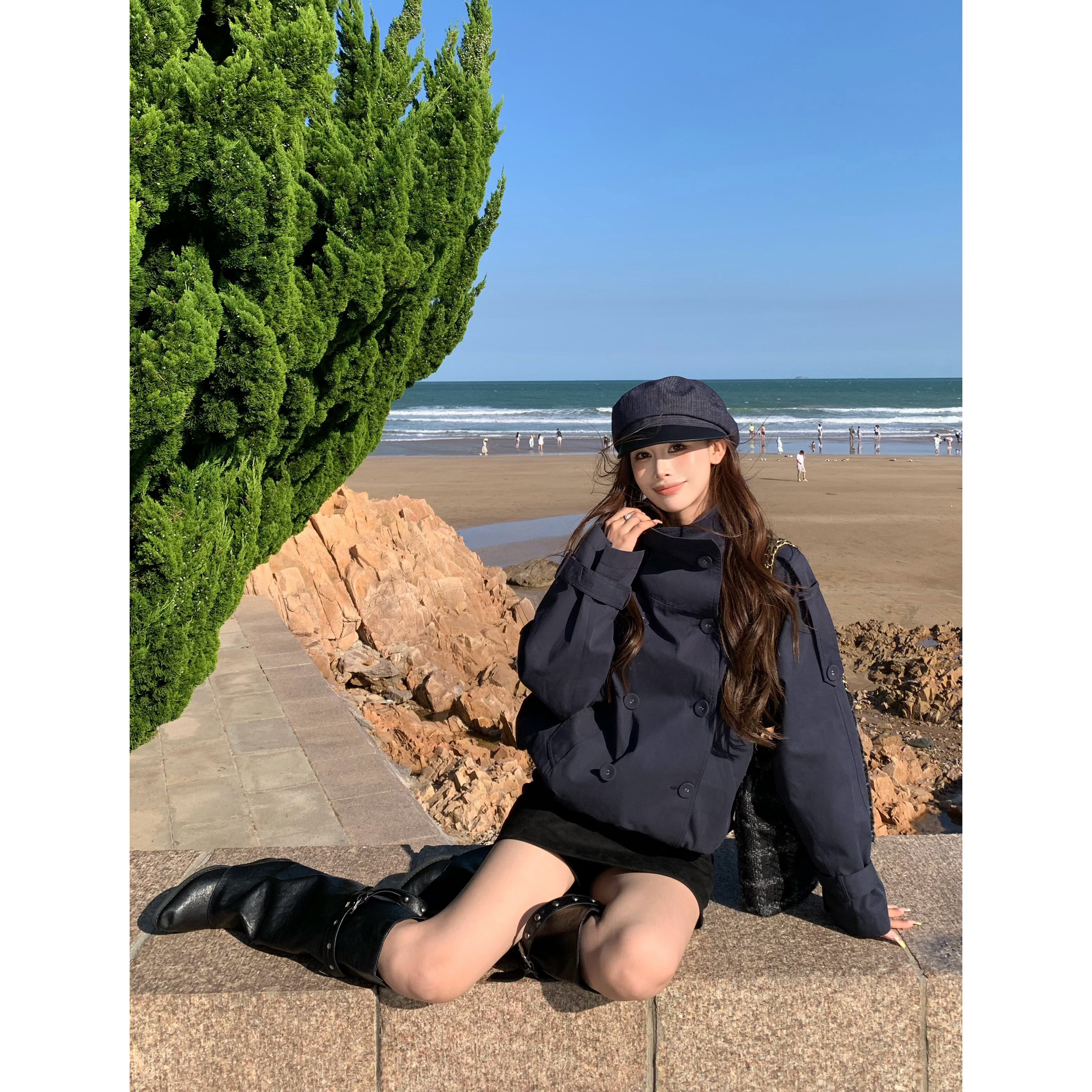 3MER气质韩女短款风衣图片