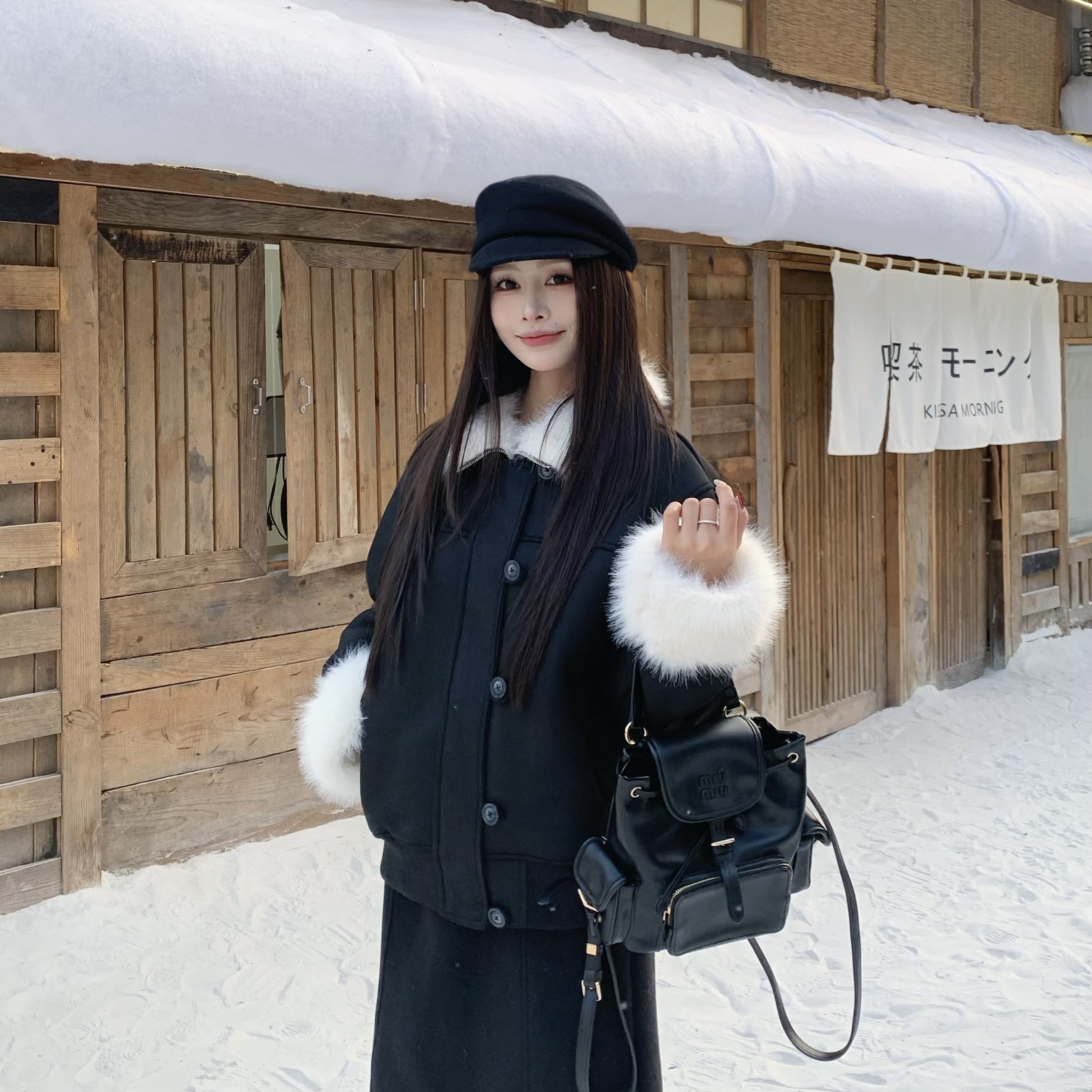 3MER哦哦三妹韩系气质黑色毛毛外套女冬皮毛一体短款甜酷毛领夹克,女装/女士精品,短外套,淘宝优惠券,粉丝福利购,淘宝优惠卷