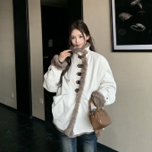 保暖短款 3MER哦哦三妹 两面穿立领毛毛外套女冬季 派克服环保皮草