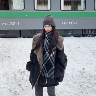 派克服 保暖加厚工装 3MER哦哦三妹韩系大翻领中长款 毛毛外套女冬季