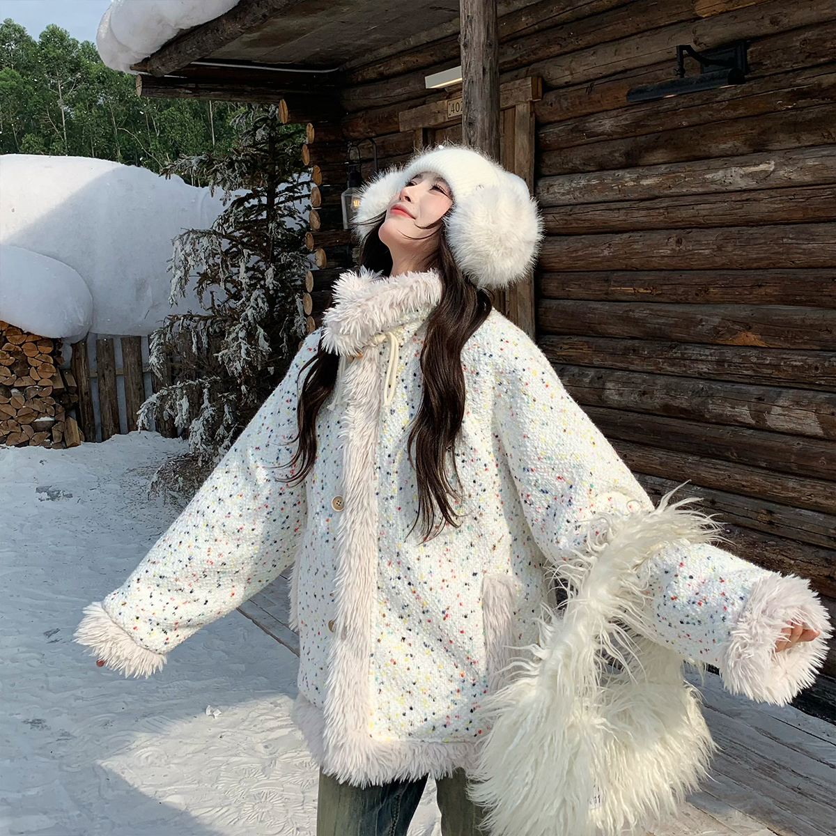 半高领棉服3MER小香风