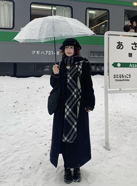 3MER哦哦三妹 韩系英伦风白色毛呢大衣女冬季中长款气质呢子外套