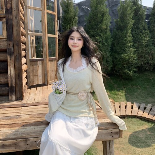 3MER假两件蕾丝衫女宽松