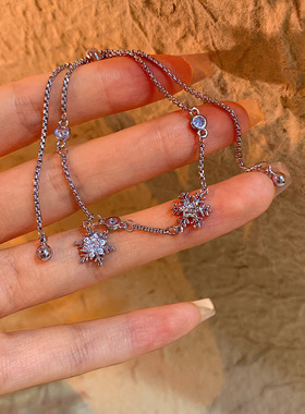 轻奢镶钻珍珠雪花手链女新款