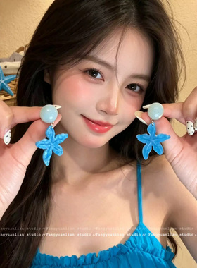夏日海蓝甜美多巴胺百搭耳环