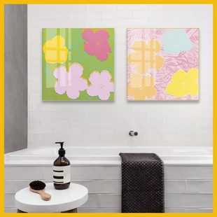 安迪沃霍话花朵油画遮掩电表箱装饰画现代北欧浴室卫生间防水挂画