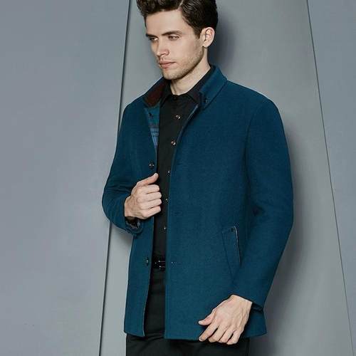 蔓哈顿男装长袖中年修身羊毛大衣