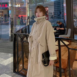 实拍 羽绒棉服冬装新款中长款棉服学生棉衣女长款过膝羊羔毛外套