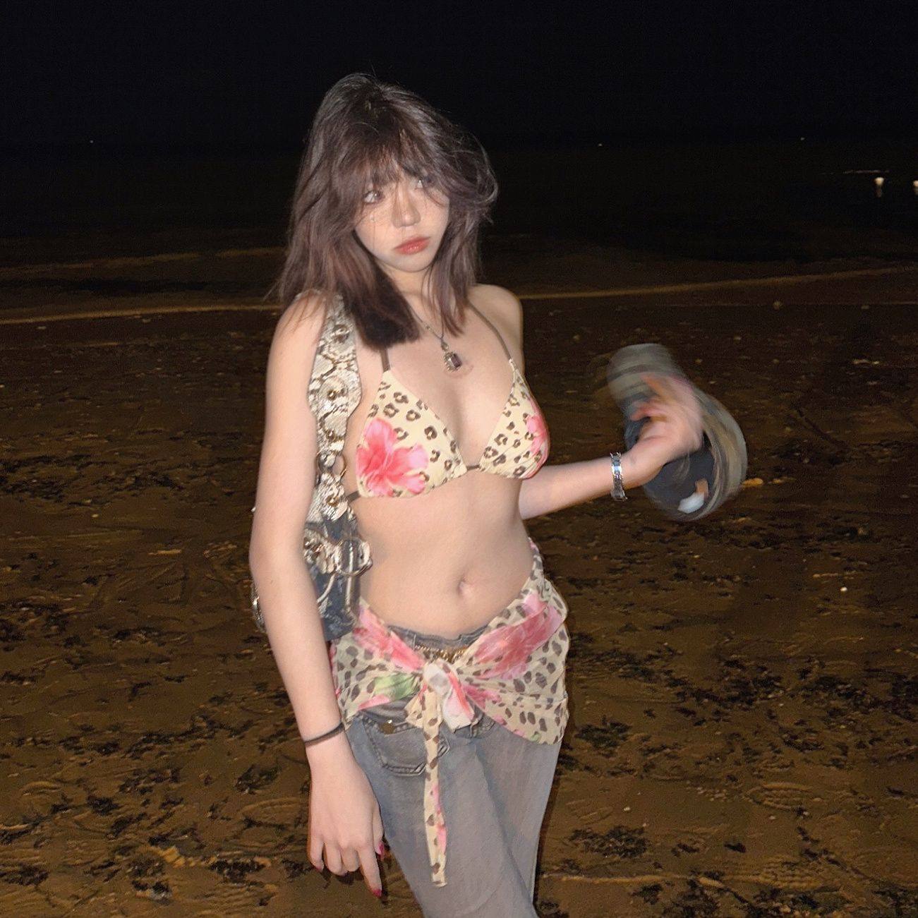 欧美风复古美式豹纹比基尼分体裙式三件套游泳衣女辣妹沙滩海岛夏,运动/瑜伽/健身/球迷用品,比基尼,淘宝优惠券,粉丝福利购,淘宝优惠卷