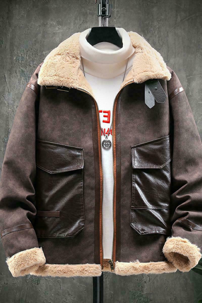 展架挂拍冬季皮毛一体加绒加厚夹克男外套潮A087-PY323-P245,男装夹克,电商A087