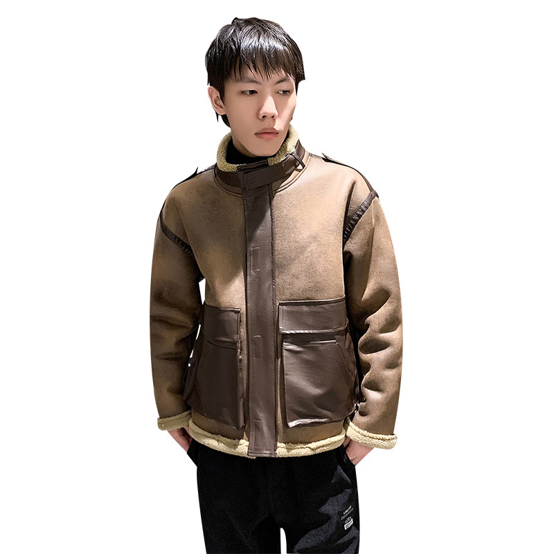 酒店风冬季新款皮毛一体加绒加厚男装外套A087-PY318-P245,女装短外套,电商A087