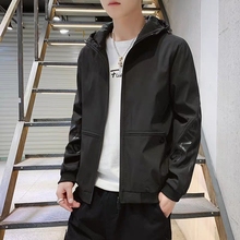 男士 外套2019秋季 休闲修身 字母连帽学生上衣服青年夹克男 潮流韩版