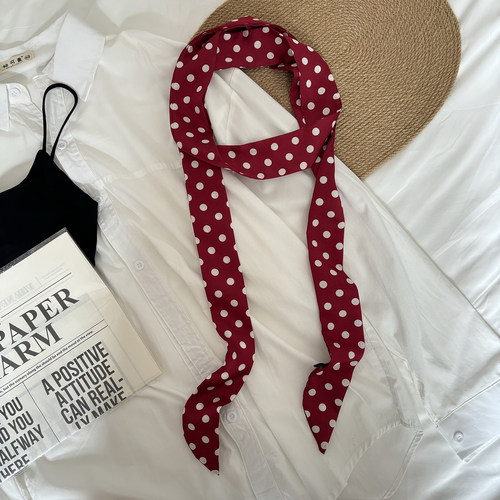 波点长条丝巾女款夏薄款腰带装饰
