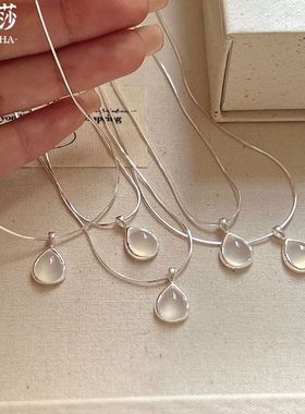 真玉髓!S925纯银水滴项链女2025年新款小众简约高级精致锁骨链潮