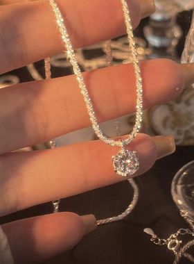 波光粼粼闪钻简约设计感满天星锆石项链轻奢气质项链2025新款