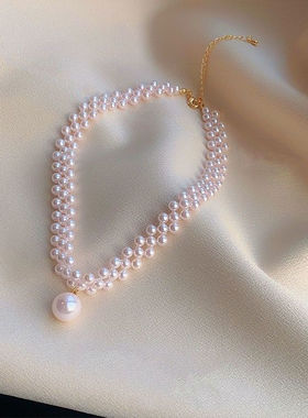 CAROMAY新款锁骨链气质高级感韩版赫本风项圈简约颈链四珠加坠x27