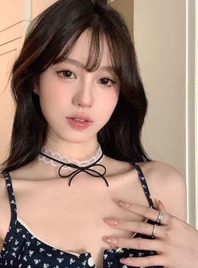 纯欲甜心 蝴蝶结蕾丝项圈女颈带choker脖子配饰锁骨链