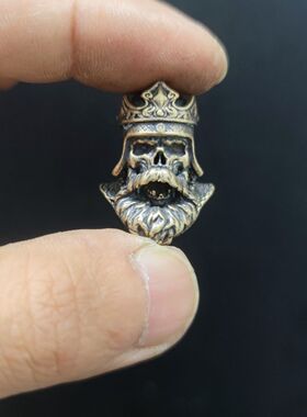 黄铜做旧国王武士头盔刀坠 汽车钥匙扣大胡子皇冠吊坠挂坠EDC伞坠