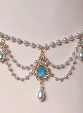 多层项链软璎珞古风汉服配饰仿珍珠洛丽塔复古锁骨链项圈仙气百搭