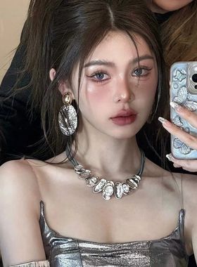 复古夸张时尚高级感不规则耳环项链女轻奢小众气质新娘饰品锁骨链