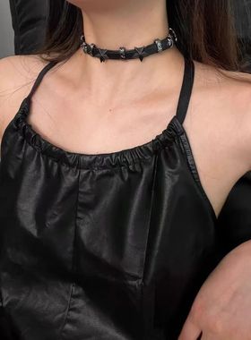 重工星星朋克y2k亚文化暗黑辣妹百搭甜酷风高级项圈颈链项链皮圈