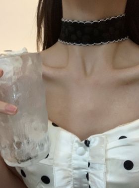 韩系ins小花纯欲辣妹choker颈链女白色颈带锁骨链春款高级感脖子