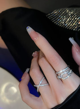 轻奢小众设计2022年新款潮时尚个性戒指女冷淡风交叉高级感食指戒