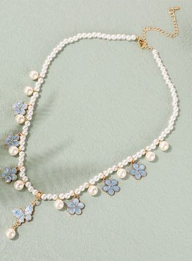 米珠花朵高颜值珍珠项链女轻奢小众锁骨链新款2025爆款颈链配饰