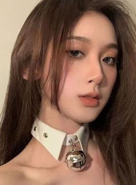 朋克原宿PU铃铛项圈皮质项链颈链choker锁骨百搭脖圈颈带