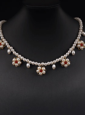 新中式古风汉服项链配饰明制璎珞珍珠吊坠旗袍简约颈链日常饰品