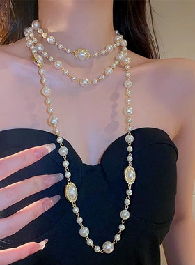 欧美夸张巴洛克珍珠项链女款小众设计感气质锁骨链高级感颈链配饰