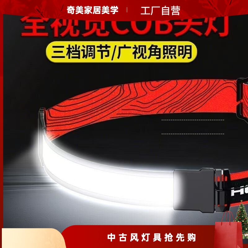 led强光头灯户外远射变焦头戴式夜钓灯长续航COB感应夜跑头灯