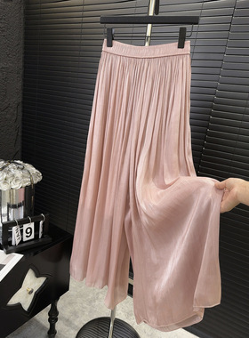 光泽感阔腿裤女流光纱中长款A字裙裤女春夏新款高腰显瘦垂感裤