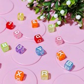 30个7mm方块英文可指定字母单色大孔diy手工串珠子编织手机链材料