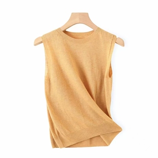 2025秋冬新款圆领无袖背心宽松套头马甲高级感针织坎肩