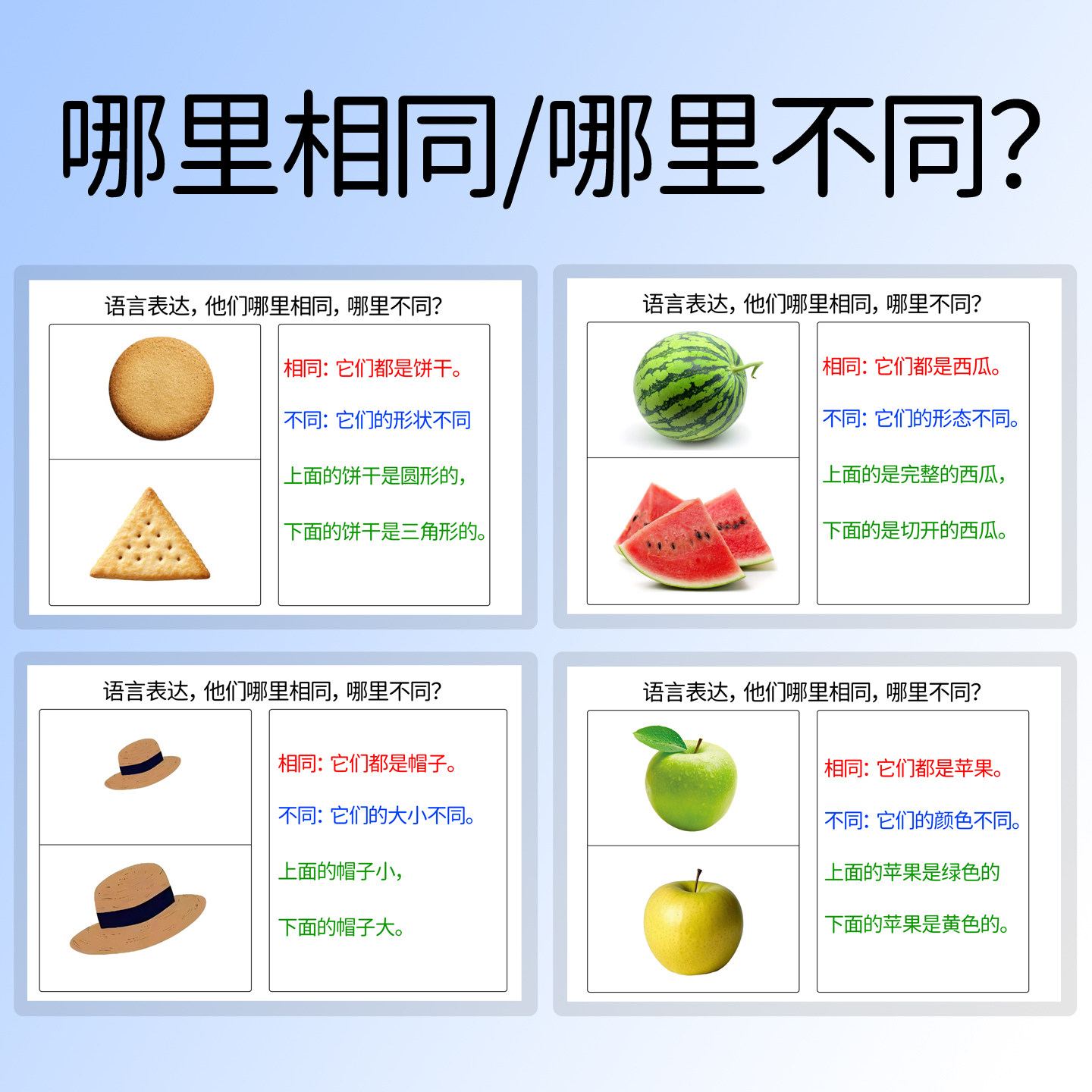 3-8岁儿童宝宝语言表达认知卡片