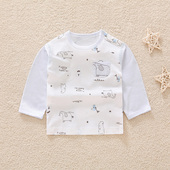 宝宝夏季 婴儿纯棉长袖 T恤夏天空调衣服男女儿童单件上衣薄款 睡衣1