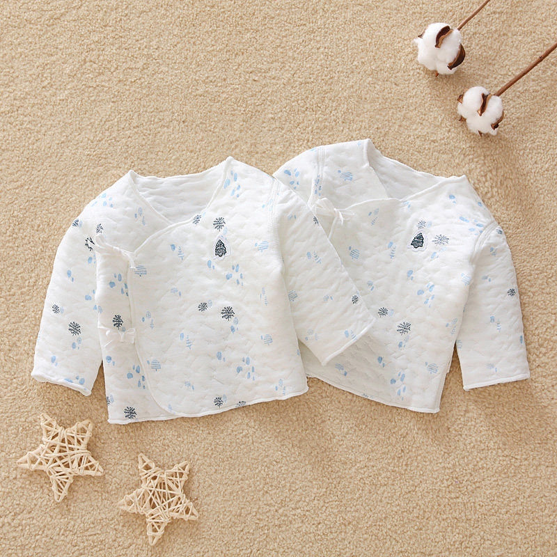 新生儿半背衣秋冬季刚出生婴儿纯棉保暖上衣夹棉初生宝宝和尚衣服