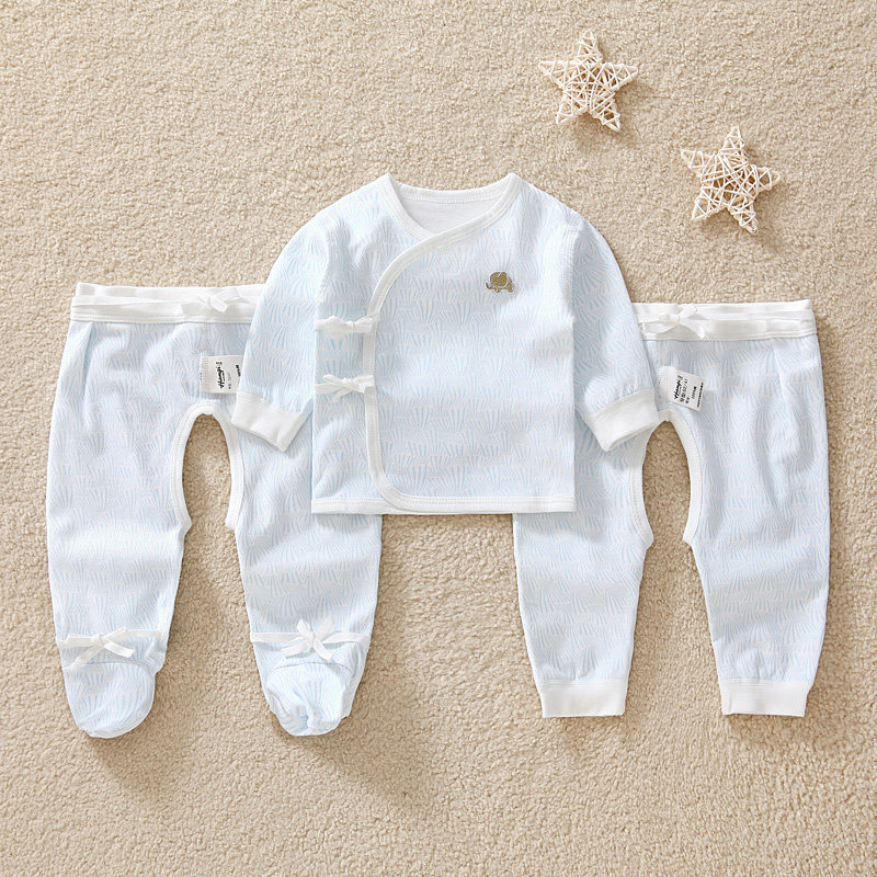 新生儿纯棉和尚服春秋冬三件套初生宝宝内衣套装婴儿系带衣服全棉