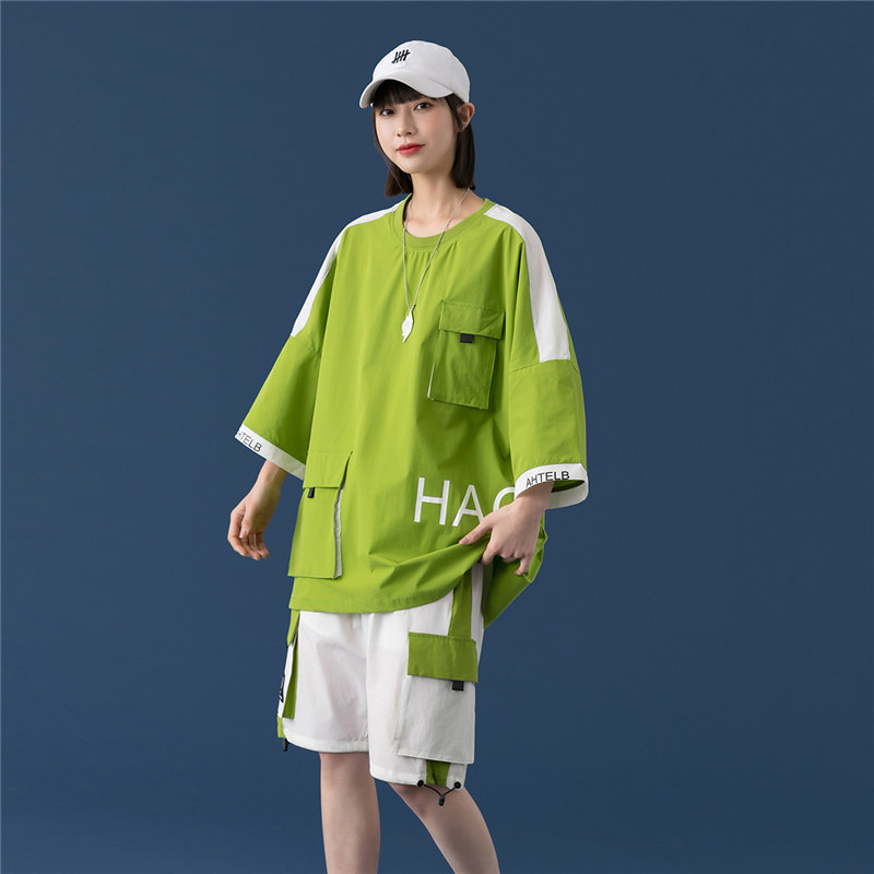 短袖t恤男女情侣运动套装夏季2021年新款时尚休闲两件套TZ12-P88,女装运动套装,星座308B-2