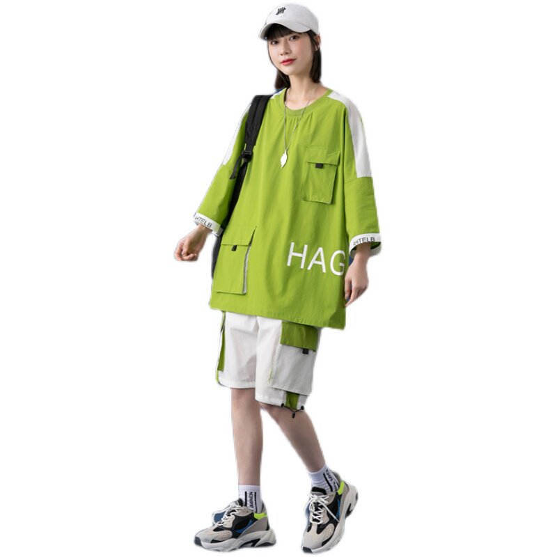 短袖t恤男女情侣运动套装夏季2021年新款时尚休闲两件套TZ12-P88,女装运动套装,星座308B-2