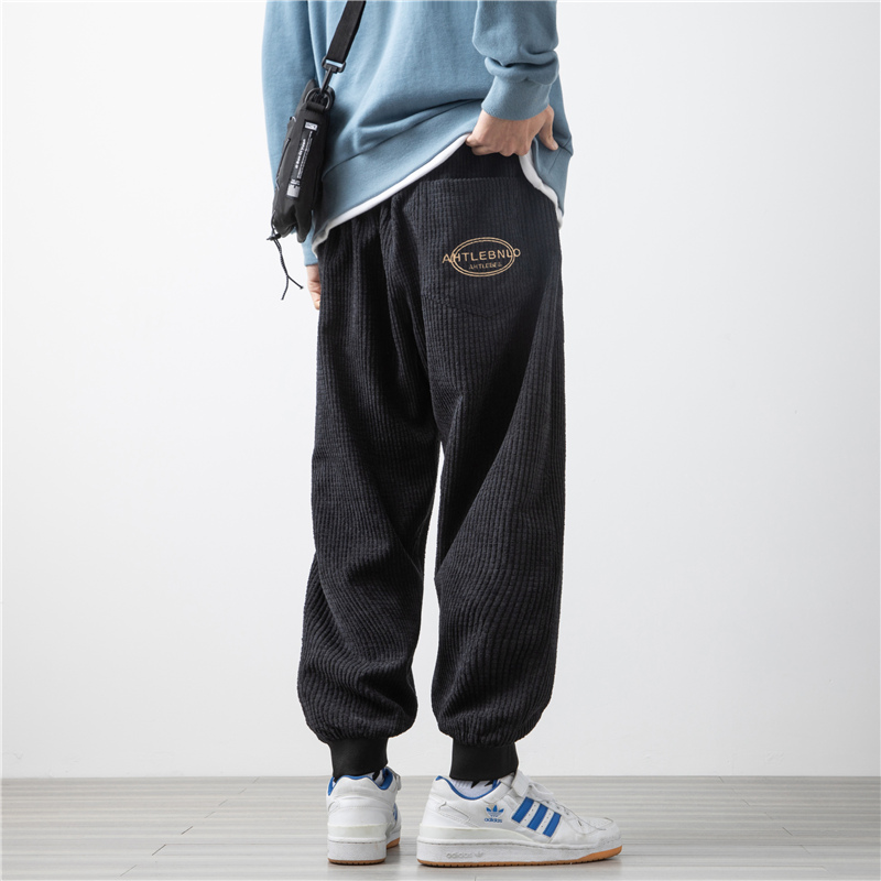 Corduroy pants men's spring Korean fashion loose size sports pants casual pants