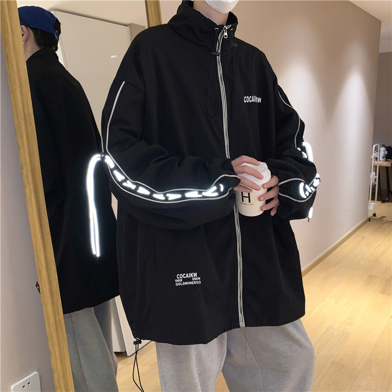 夹克外套男秋季新款ins痞帅百搭抽绳港风休闲立领上衣JK08701-P65,男装夹克,星座308B-2