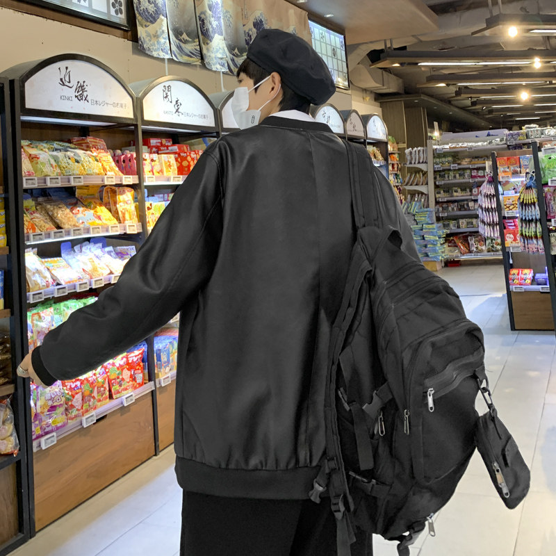 皮衣男春秋冬新款潮休闲夹克衫宽松机车服外套JK06-P60,男装夹克,星座308B-2