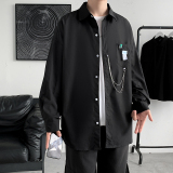 春秋衬衫男长袖宽松大码小众痞帅衬衣韩版潮流外套男JK0532-P35，男装衬衫，星座308B-2
