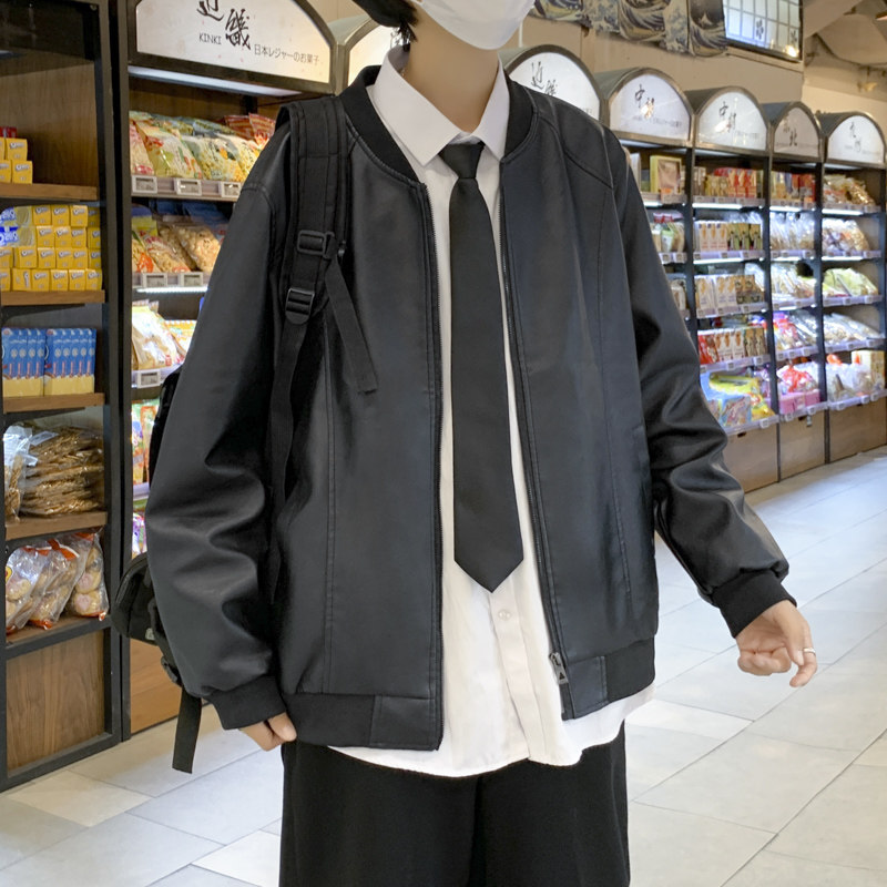 皮衣男春秋冬新款潮休闲夹克衫宽松机车服外套JK06-P60图片